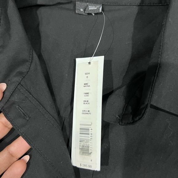 NWT Theory Black Half Button Shirt Dress Short Black Cotton Blend $295 Size US 0 - Picture 2 of 8